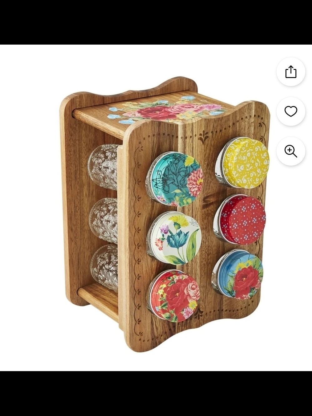 the Pioneer Woman Shelf for Sweet Pink Acacia Wood Spices with Decorative Glass